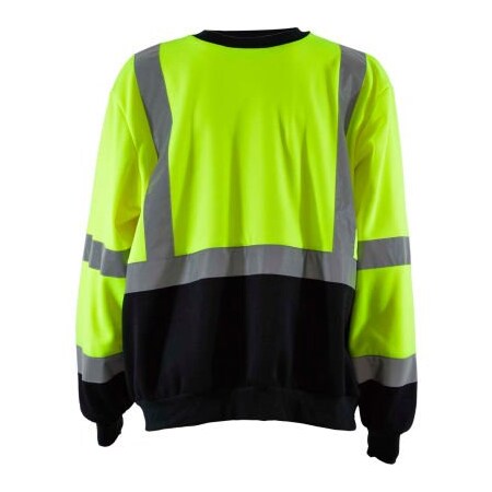 Petra Roc Inc Petra Roc HiVis Crew Neck Sweatshirt, ANSI Class 3, Polar Fleece, Lime/Black, 2XL LBCSW-C3-2X